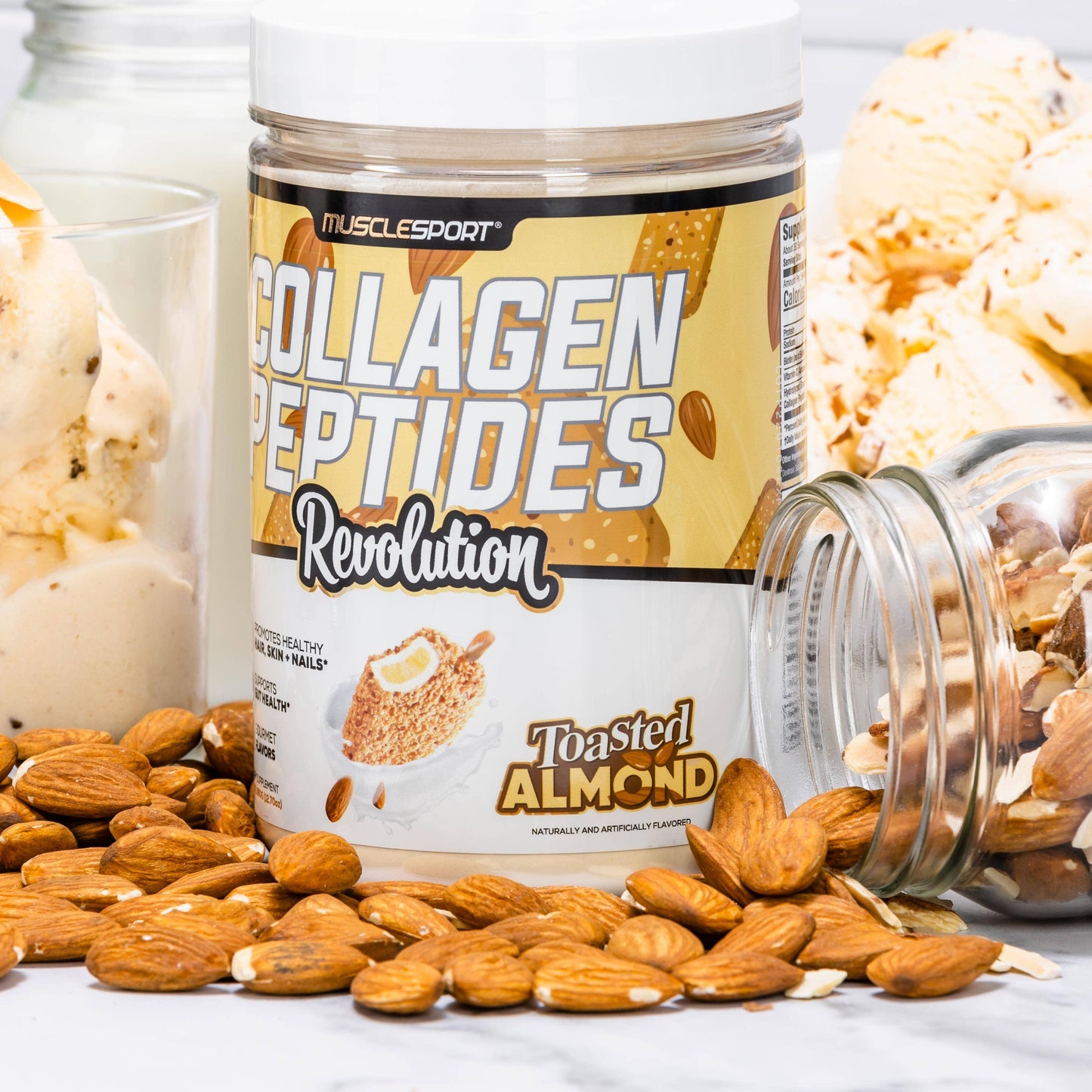 Collagen Peptides - Hydrolyzed Collagen Plus Biotin: Toasted Almond - Hot,Cold Drink & Baking