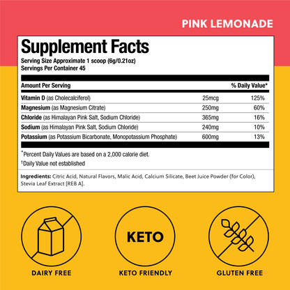 Perfect Keto Daily Electrolytes: Black Cherry & Pink Lemonade - 45 Servings