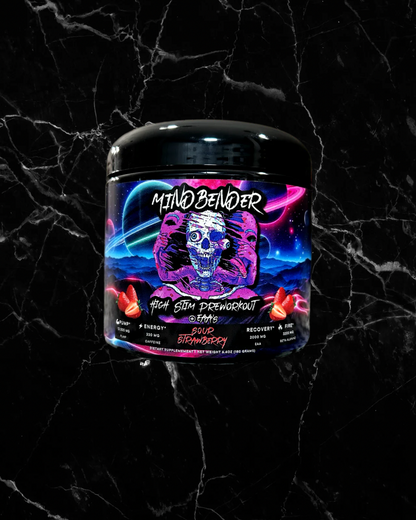 PROJECT M
MINDBENDER High Stim Preworkout w/ EAA’s - 20/10 Servings - Sour Strawberry -