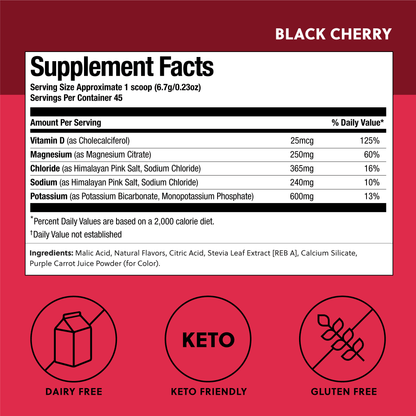 Perfect Keto Daily Electrolytes: Black Cherry & Pink Lemonade - 45 Servings