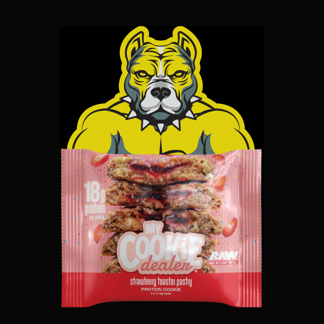 Strawberry Toaster Pastry Protein Cookie with bold packaging