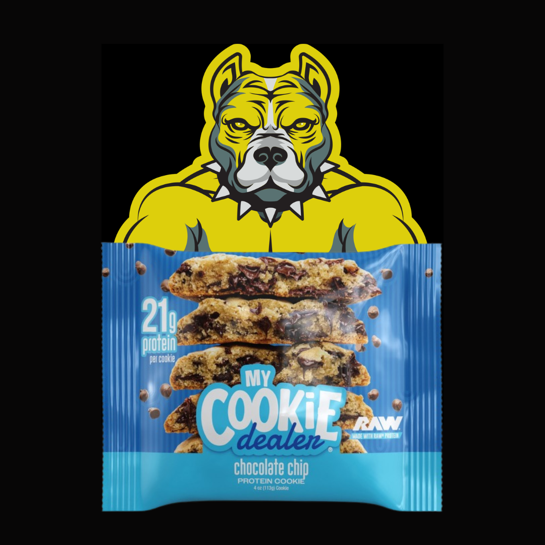 MY COOKIE DEALER chocolate chip protein cookie package with logo