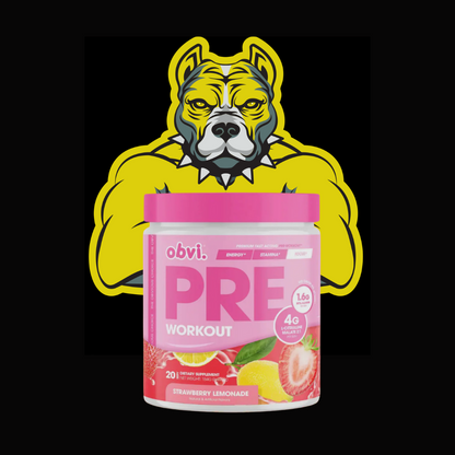 Obvi Strawberry Lemonade Pre-Workout Boost Drink Mix Powder