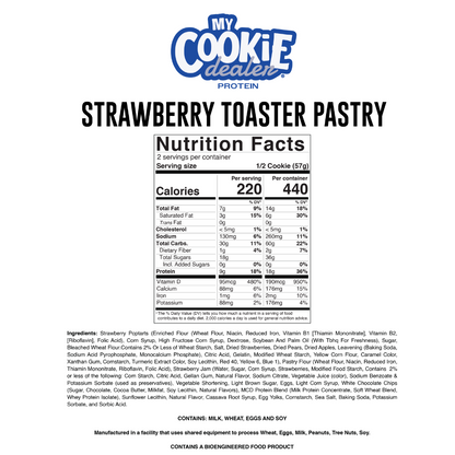 Nutrition facts for Strawberry Toaster Pastry Protein Cookie