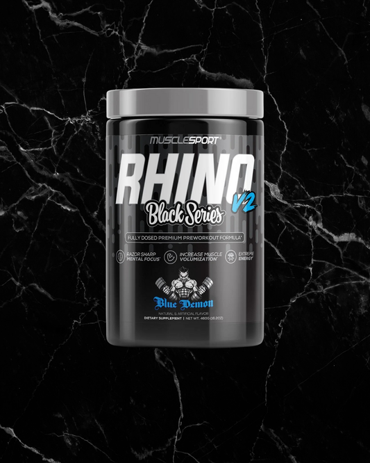 RHINO BLACK V2 - HIGH PERFORMANCE & STIM PREWORKOUT - Blue Demon -