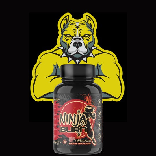 Ninja Burn thermogenic fat burner with muscular dog logo