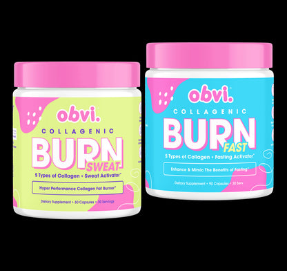 Obvi Burn Fast and Burn Sweat collagen supplements