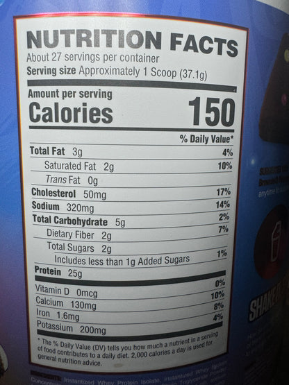 RYSE Protein Cosmic Brownie nutrition facts label