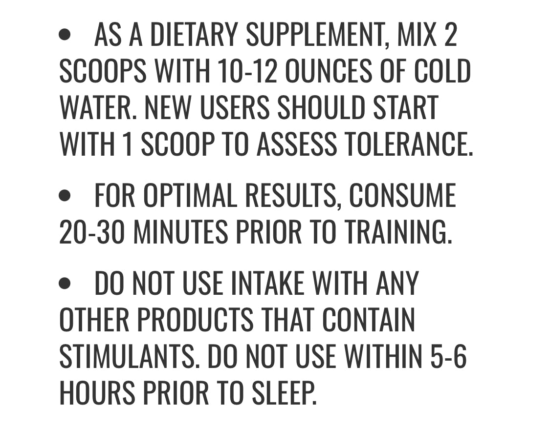 Axe & Sledge Intake Pre-Workout usage instructions