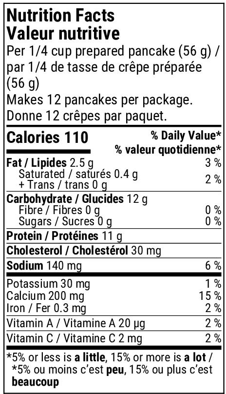 Nutrition facts for Hello Amino Cinnamon Pancakes Mix