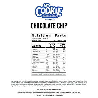 MY COOKIE DEALER chocolate chip protein cookie nutrition facts