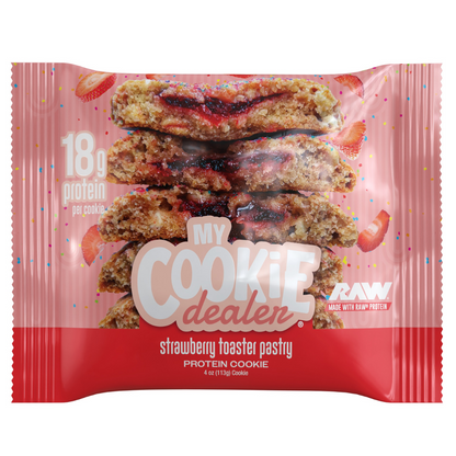 Close-up of Strawberry Toaster Pastry Protein Cookie package