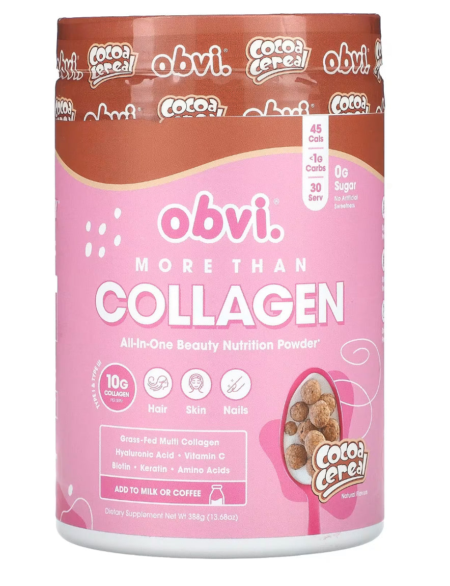 Obvi Collagen Cocoa Cereal container front view