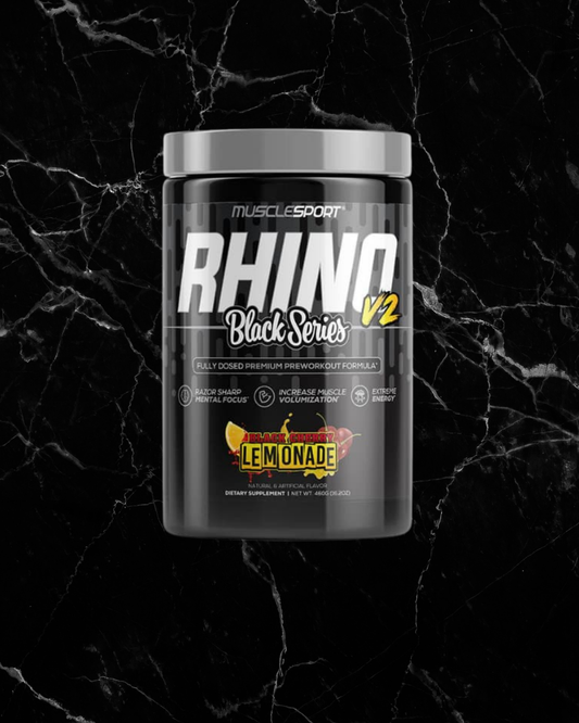 RHINO BLACK V2 - HIGH PERFORMANCE & STIM PREWORKOUT - Black Cherry Lemonade-