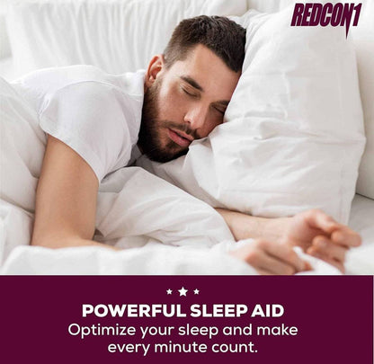 a man sleeping in a bed with the caption powerful sleep aid