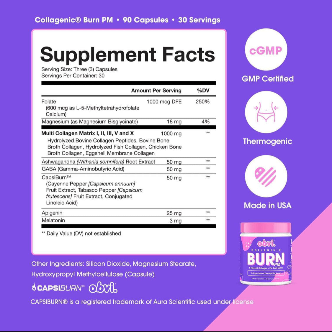 Obvi Burn PM supplement facts and benefits