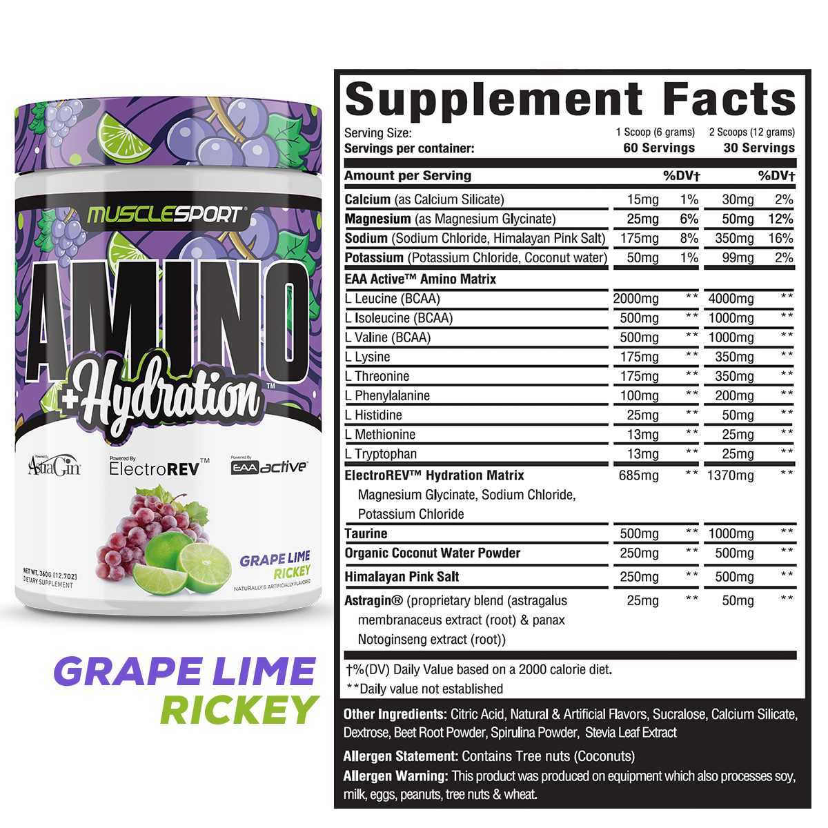 Amino + Hydration™ 360 Grams: Grape Lime Rickey