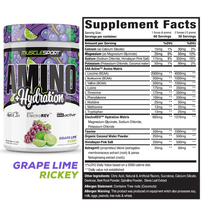 Amino + Hydration™ 360 Grams: Grape Lime Rickey